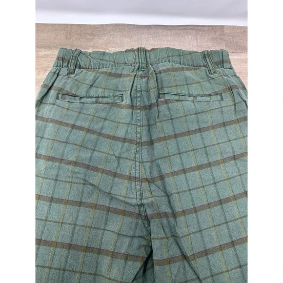 Sundance Ankle Pants Womens Size 2 Sage‎ Green Plaid Linen Blend High Waist - Picture 3 of 12